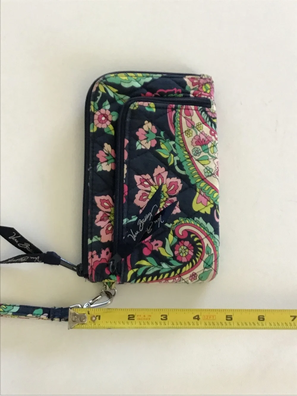 Vera Bradley Navy Paisley Floral Zip Wristlet